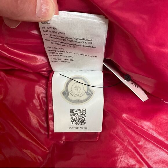 Moncler Caille Giubbotto Goose Down Jacket Pink Quilted Velvet Size 0 EUC - Picture 8 of 12